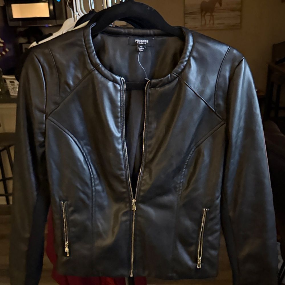 Premise Black Leather Jacket for Women